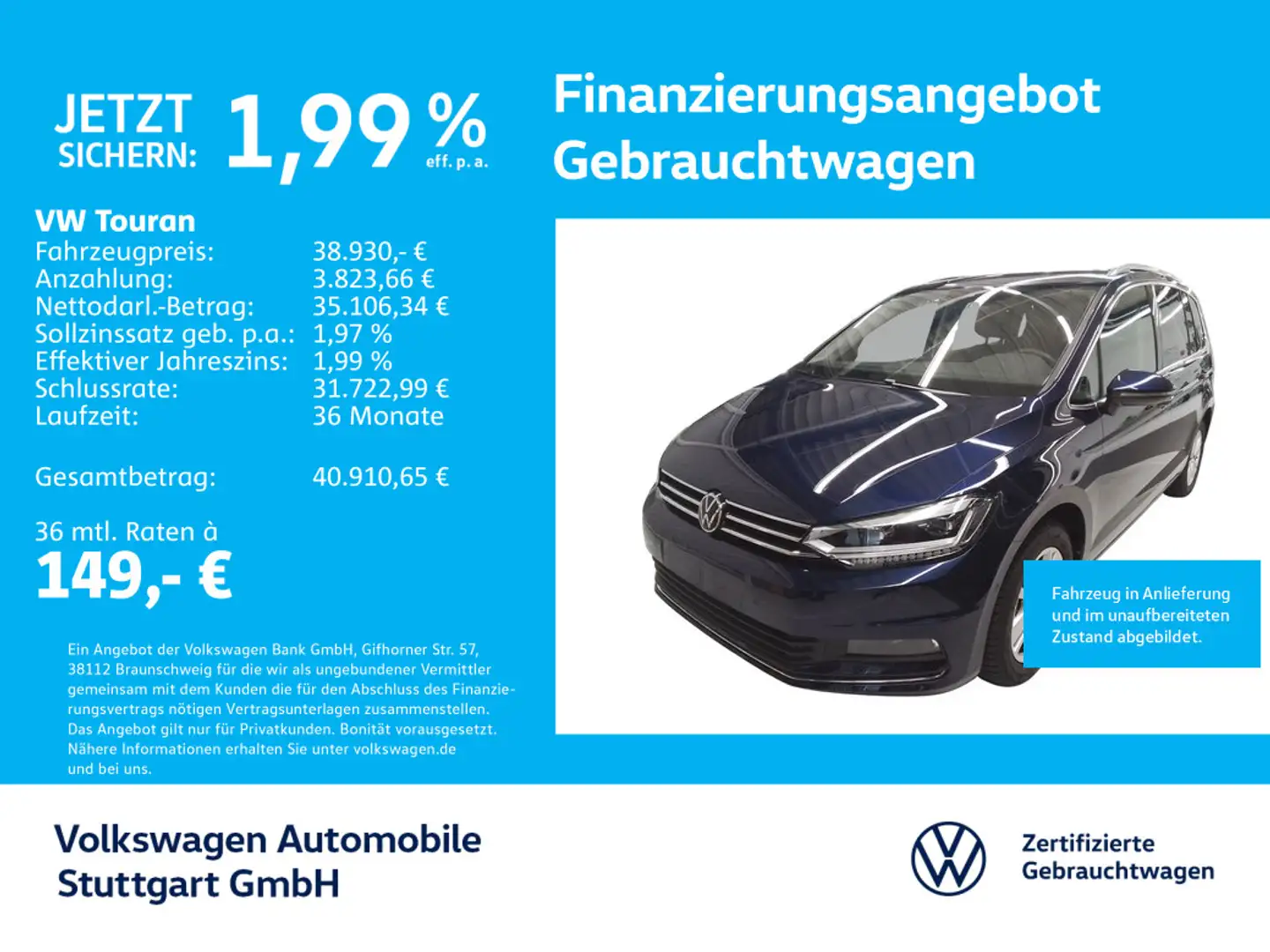 Volkswagen Touran 2.0 TDI Highline DSG Navi AHK Kamera Blau - 1