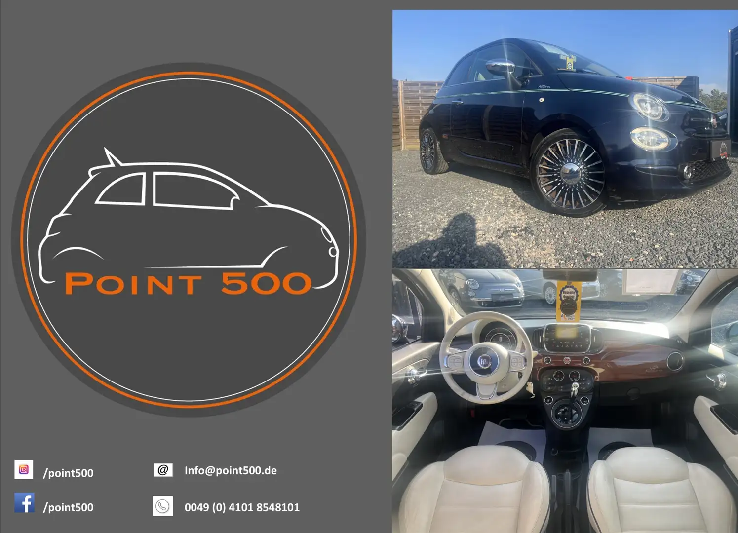 Fiat 500 AUTOMATIK RIVA RIESENAUSWAHL AN FIAT 500!!! Blau - 1