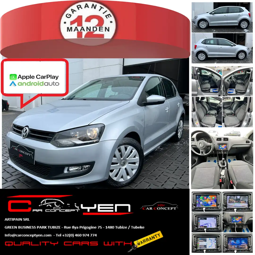 Volkswagen Polo 1.2i*Car-Play*Camera*Airco*Bluetooth*12m.GARANTIE* Argent - 1