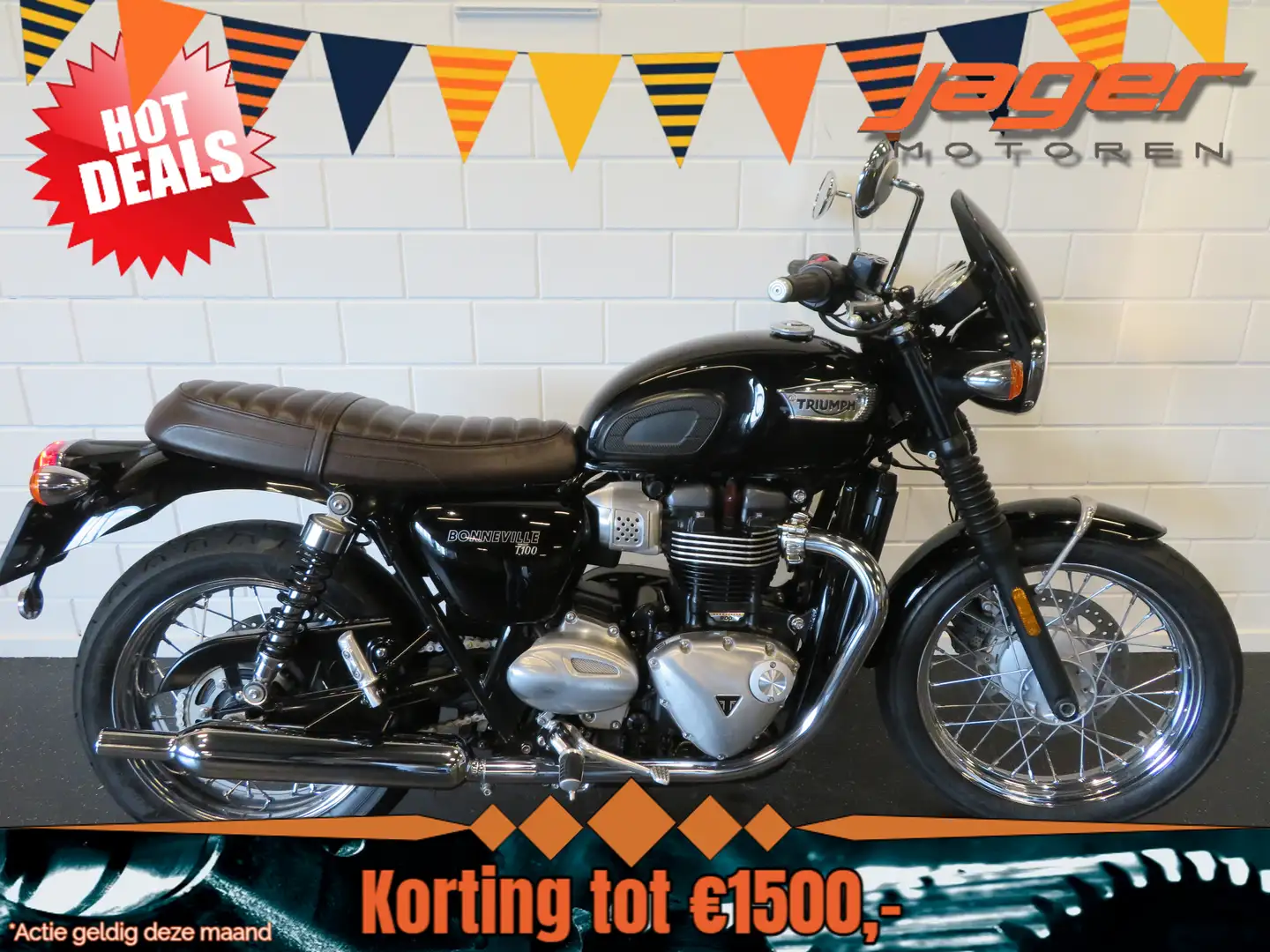 Triumph Bonneville T100 NIEUWSTAAT! HISTOR Zwart - 1