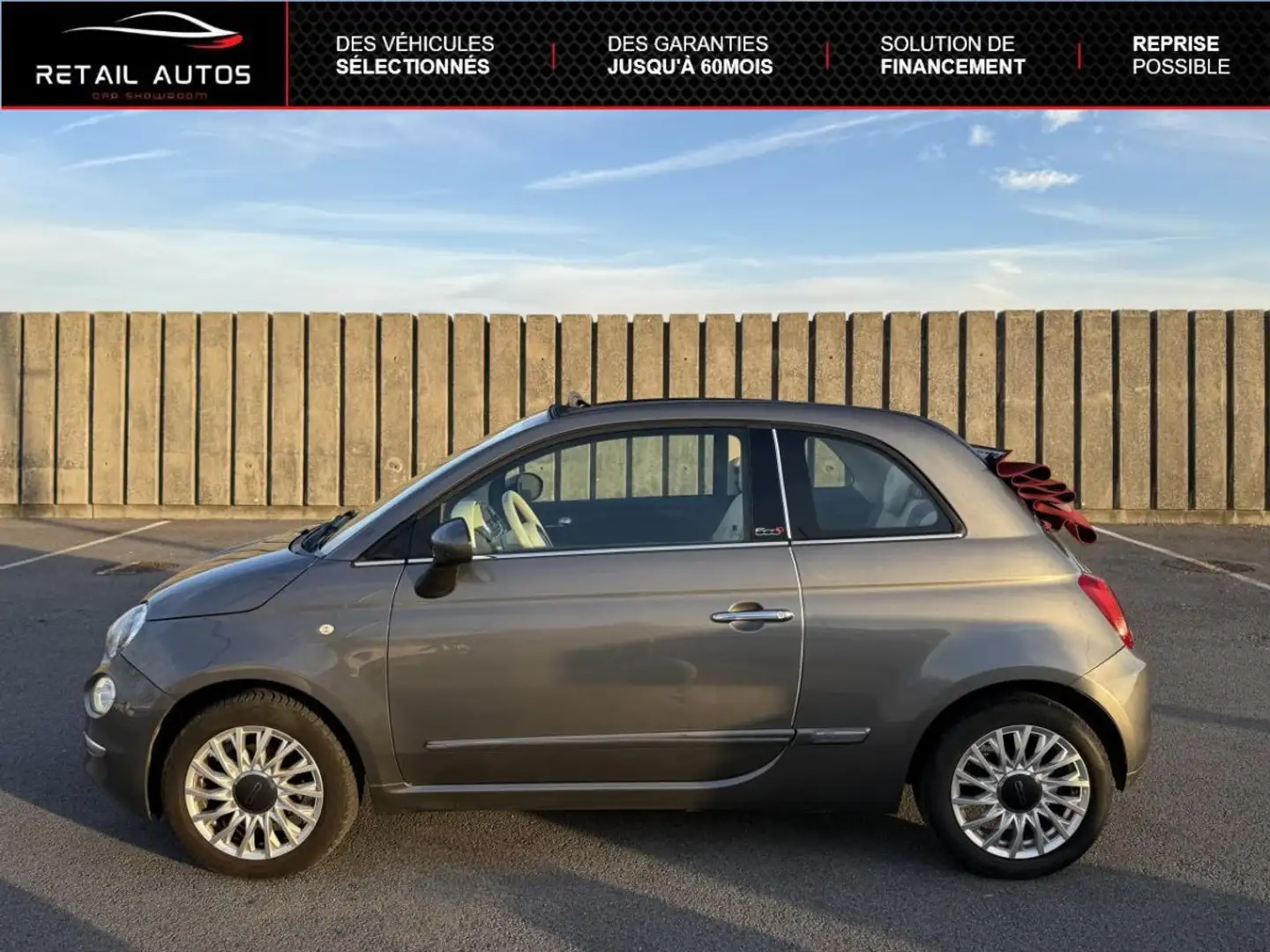 Fiat 500C 1.2 8v 69ch Lounge Gris - 2