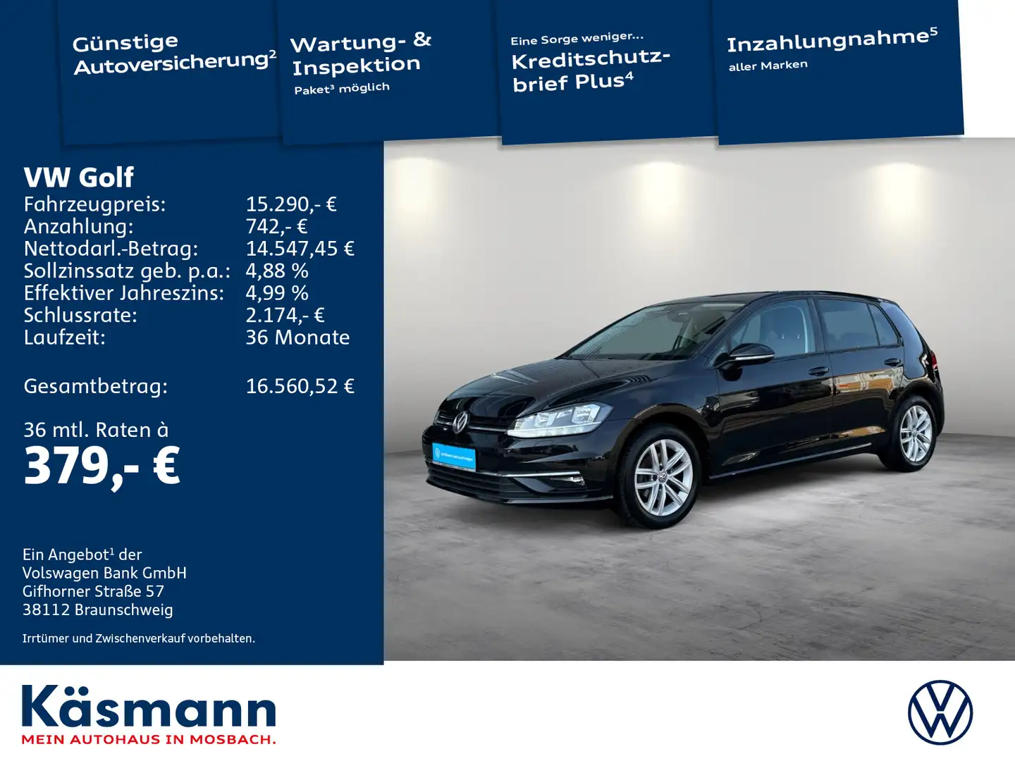 Volkswagen Golf VII Comfortline 1.0TSI ACC PDC SHZ GJR Noir - 1