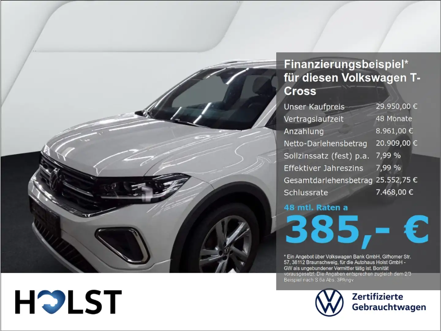 Volkswagen T-Cross 1.5TSI DSG R-Line IQ.DRIVE AHK GJR RüFaKa Grau - 1