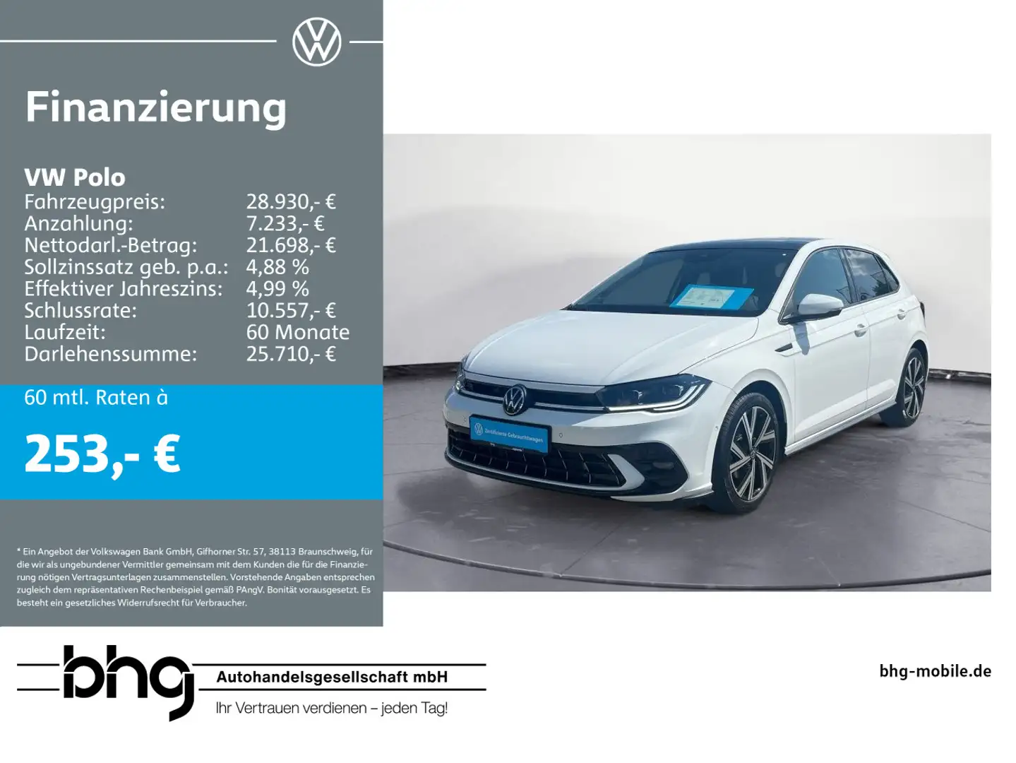 Volkswagen Polo 1.0 TSI DSG R-Line Pano Navi Keyless beats Weiß - 1