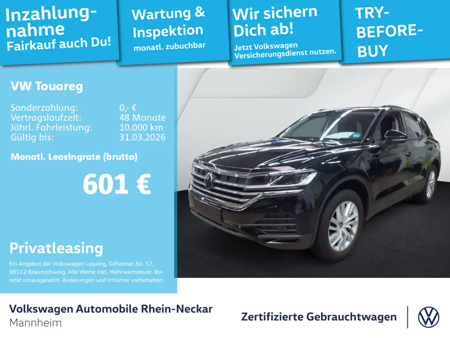 Volkswagen Touareg 3.0 TDI 4Motion Navi AHK Kamera uvm Schwarz - 1