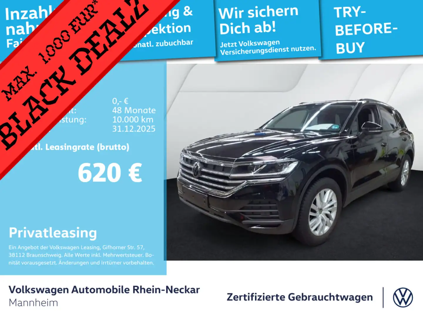 Volkswagen Touareg 3.0 TDI 4Motion Navi AHK Kamera uvm Schwarz - 1