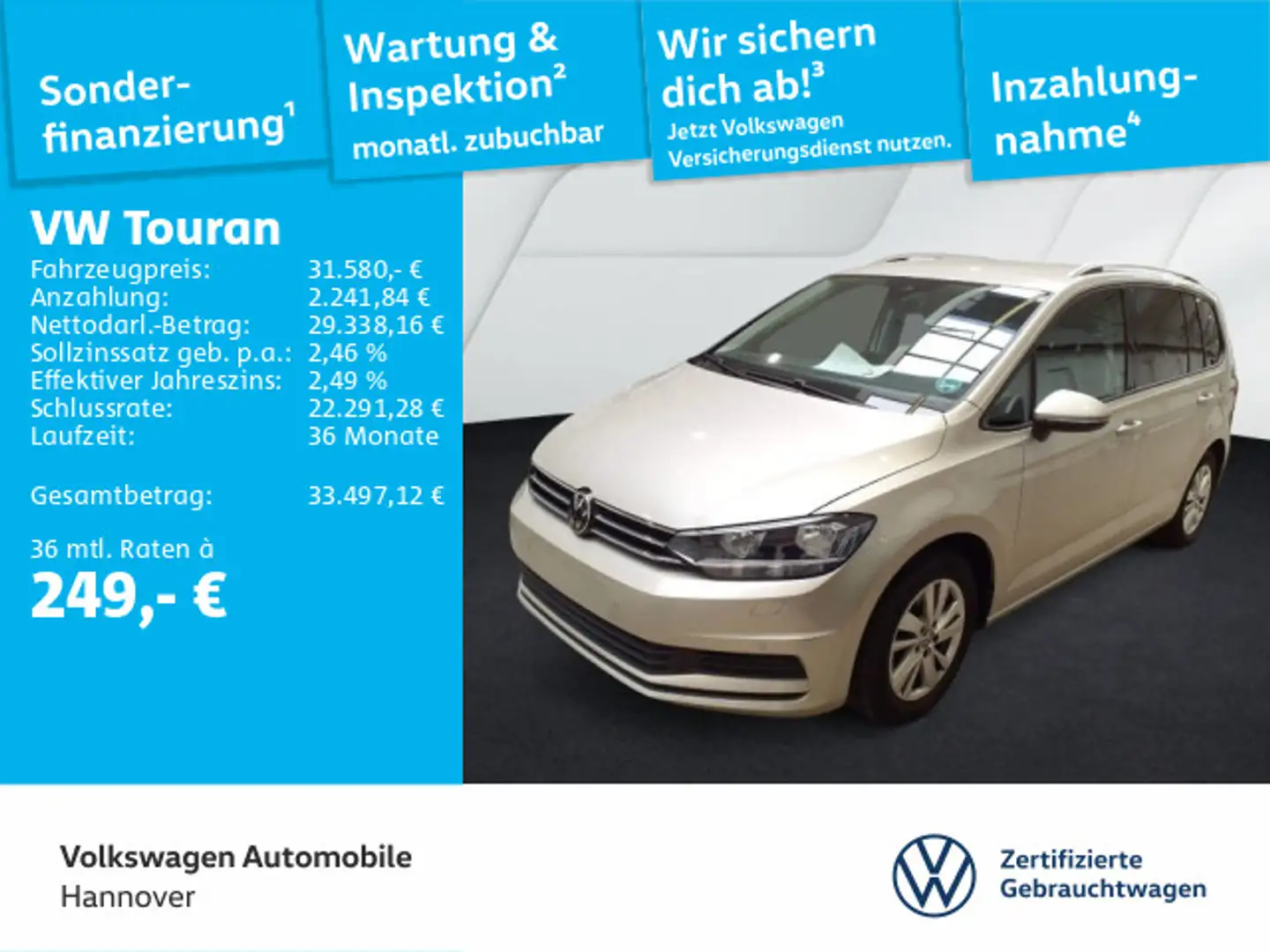 Volkswagen Touran 1.5 TSI DSG Comfortline Navi AHK 7Sitzer Silber - 1