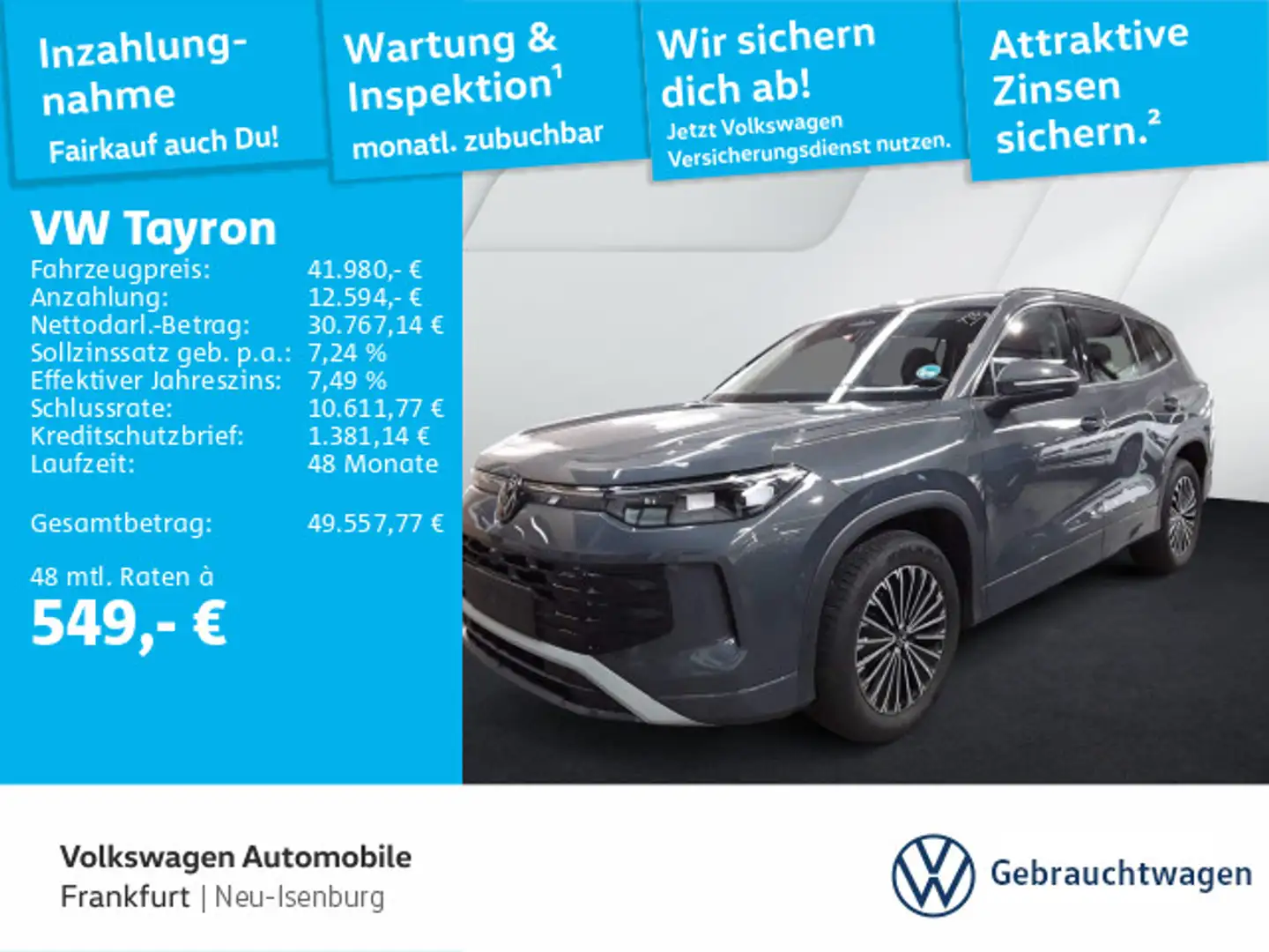 Volkswagen Tayron 2.0 TDI DSG 4Motion Life DAB+ IQLight IQD Grau - 1