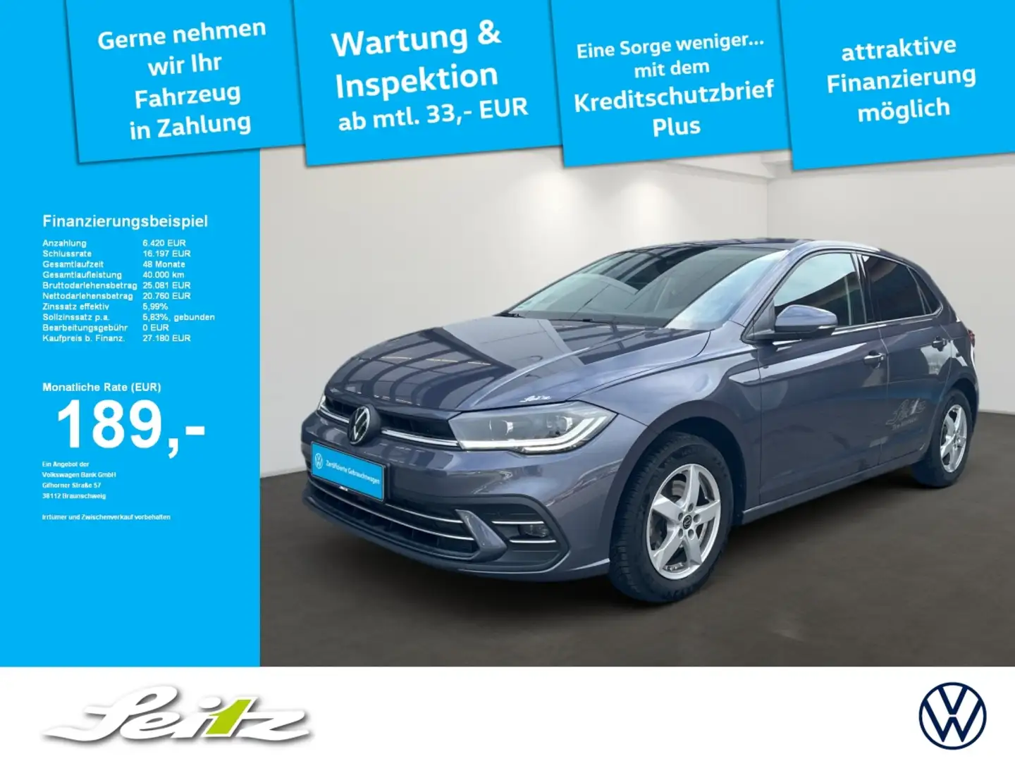 Volkswagen Polo VI 1.0 TSI Style *NAVI*KAMERA*MATRIX* Grau - 1