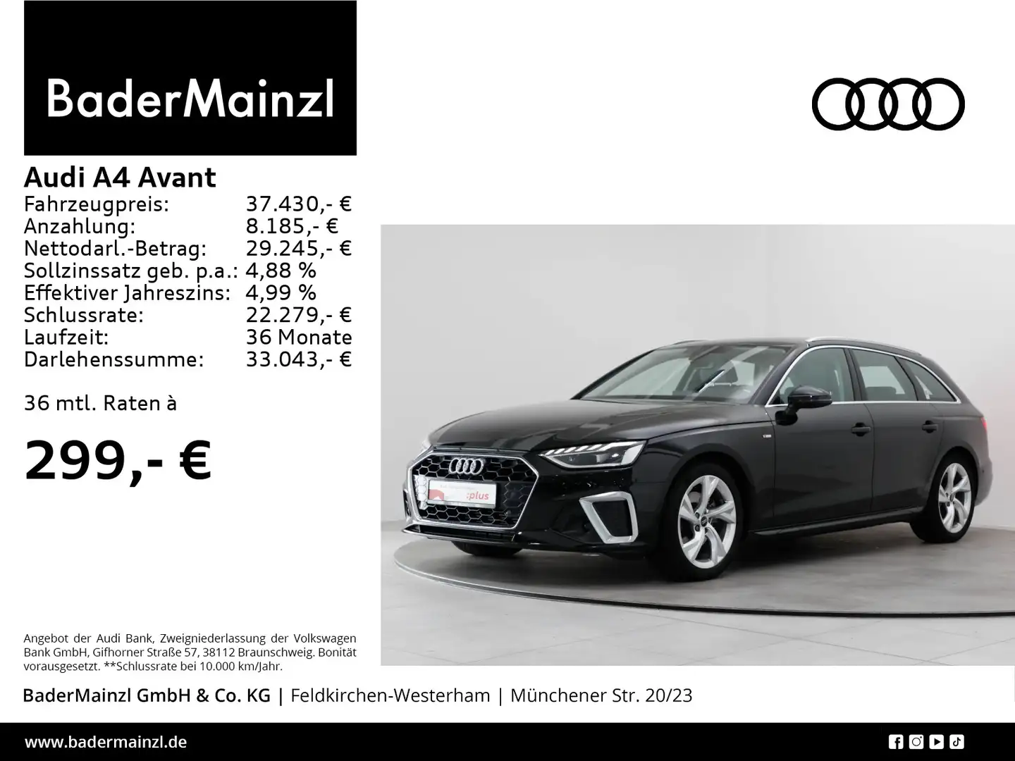 Audi A4 35 TFSI S tronic S line Navi Leder ACC Negru - 1