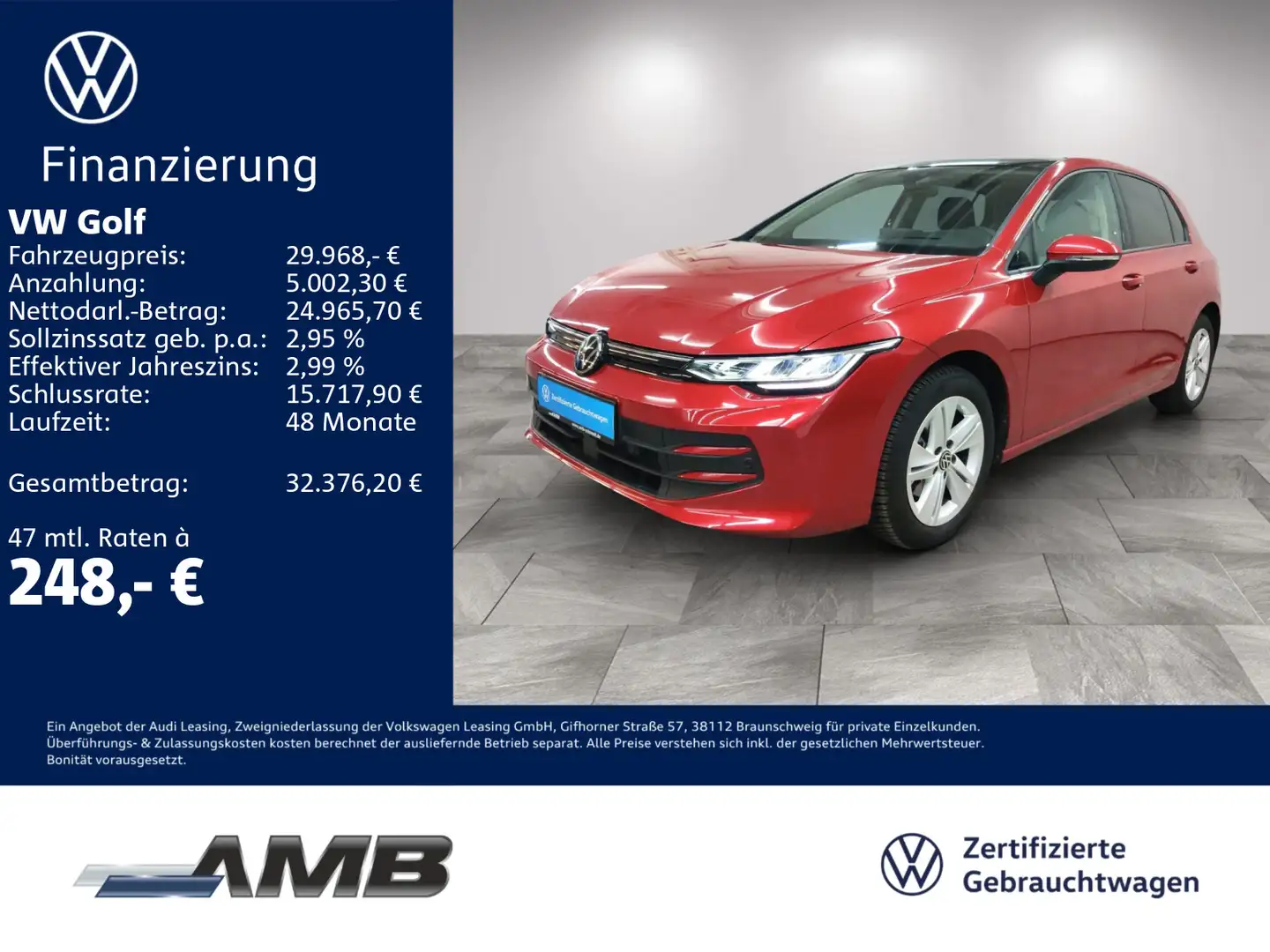 Volkswagen Golf Life 1.5 TSI AHK/LED/HuD/Navi/Pano/01.30Gar Rot - 1