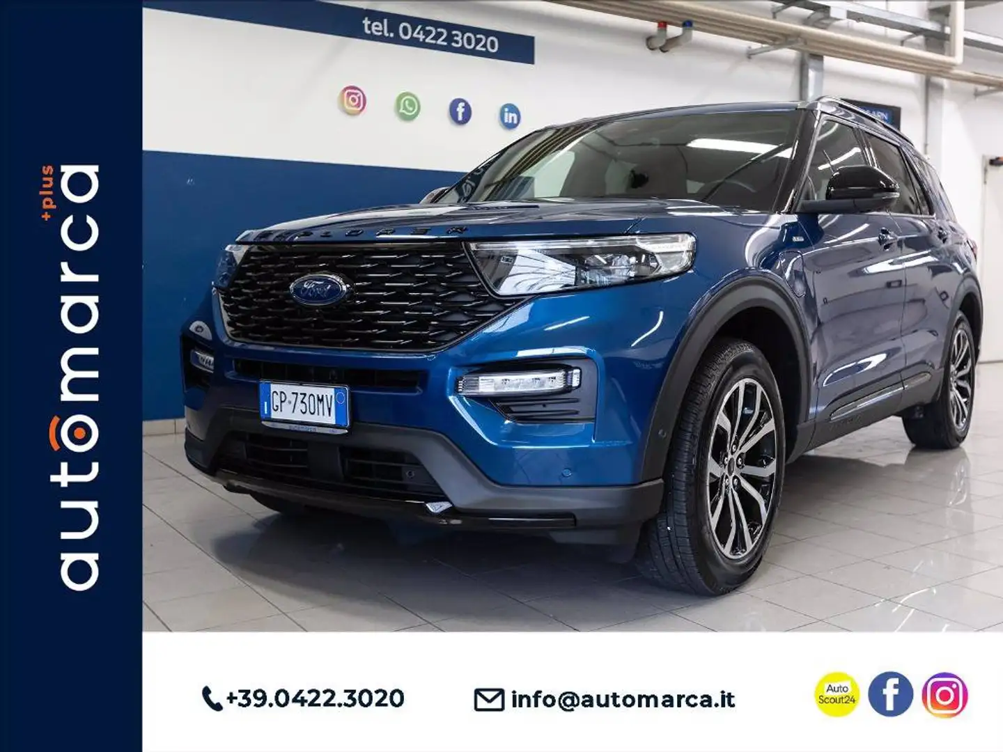 Ford Explorer 3.0 phev ST-Line awd Bleu - 1
