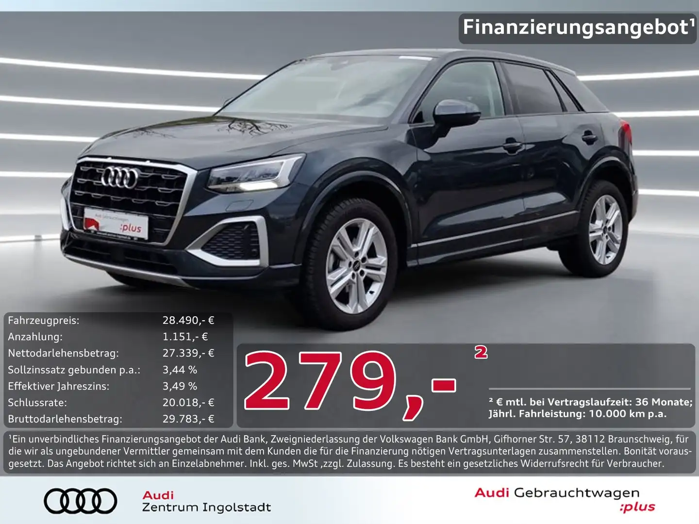 Audi Q2 30 TFSI NAVI+ AHK KAM. PDC+ Advanced Grau - 1