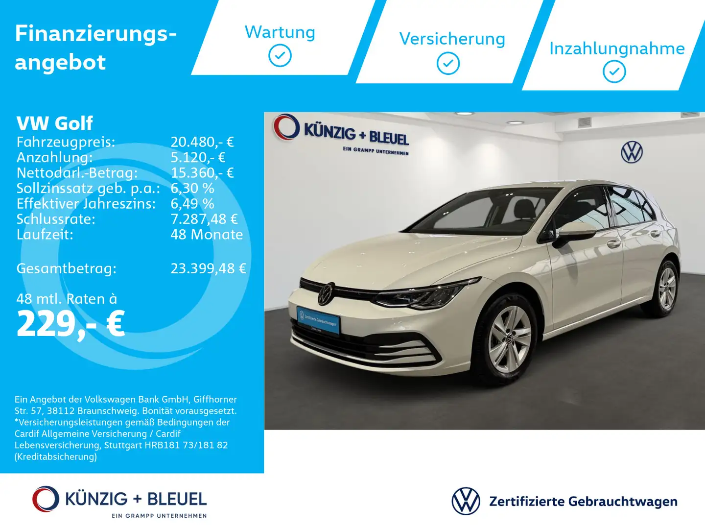 Volkswagen Golf 2.0TDI +LED+SHZ+APP-CONNECT+KLIMA+ Blanc - 1