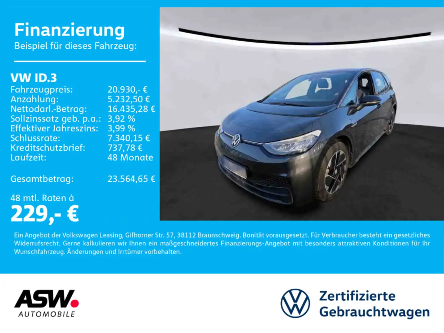 Volkswagen ID.3 Pro Navi Wärmepumpe ACC PDC Klima SHZ LED. Grau - 1
