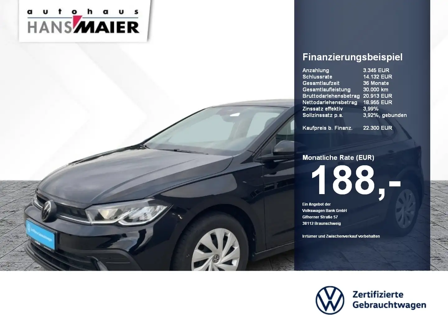 Volkswagen Polo Life TSI 5-Gang Navi LED PDC SH 8fach Zwart - 1