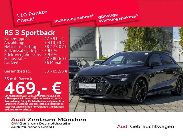 Audi RS3 Sportback S tronic B&O/HuD/Matrix
