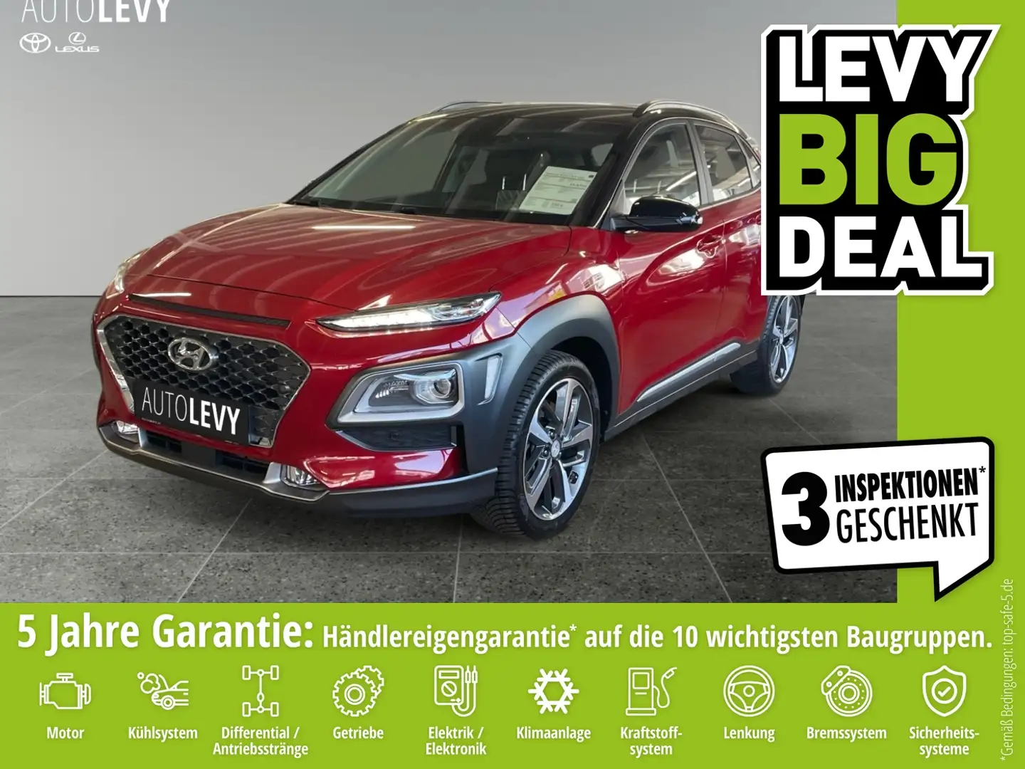 Hyundai KONA 1.6 T-GDI Premium +Kamera+CarPlay+Navi+ Red - 1