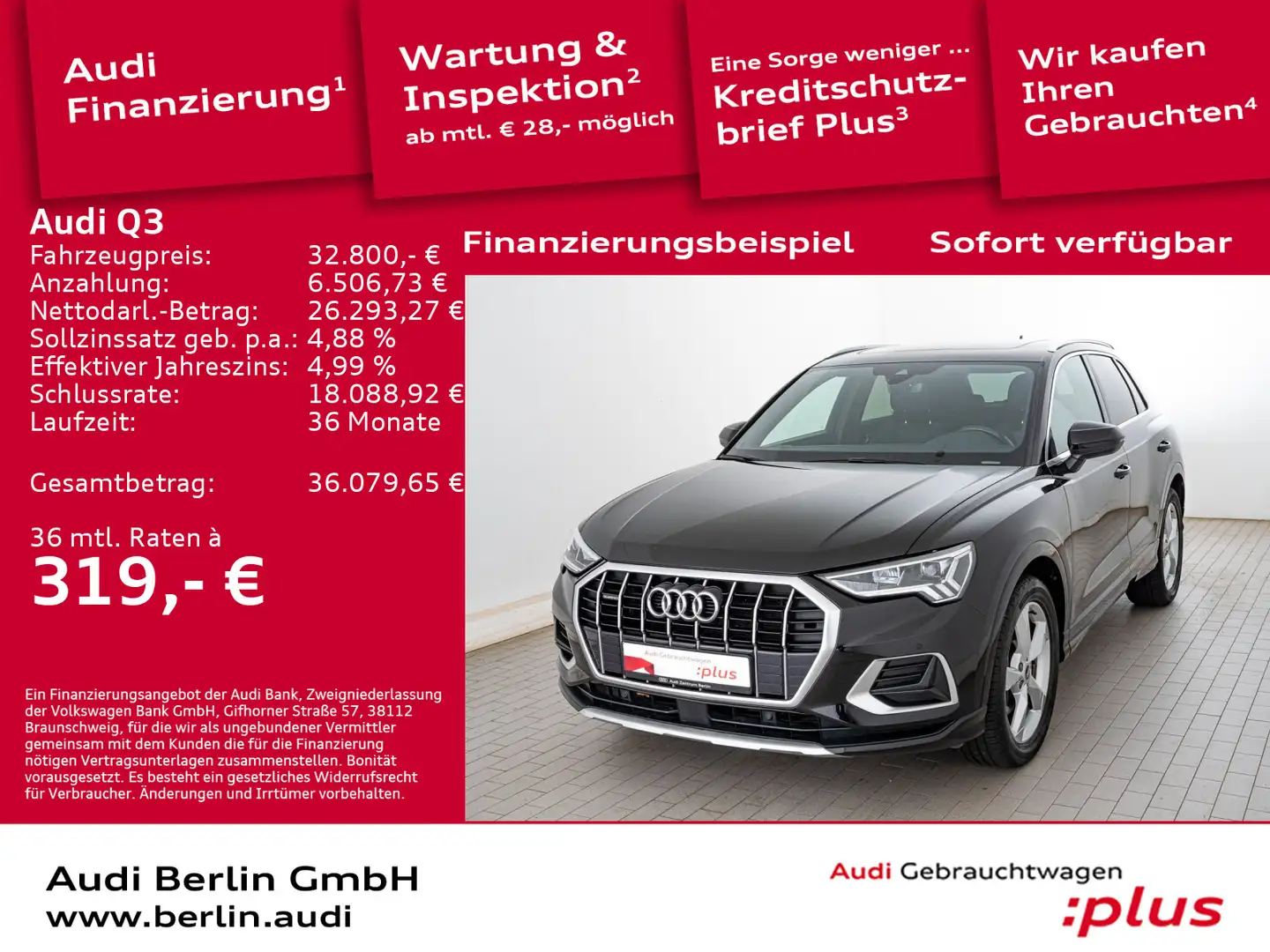 Audi Q3 advanced 40 TFSI qu. S tr. STDHZG LED NAVI PA Zwart - 1