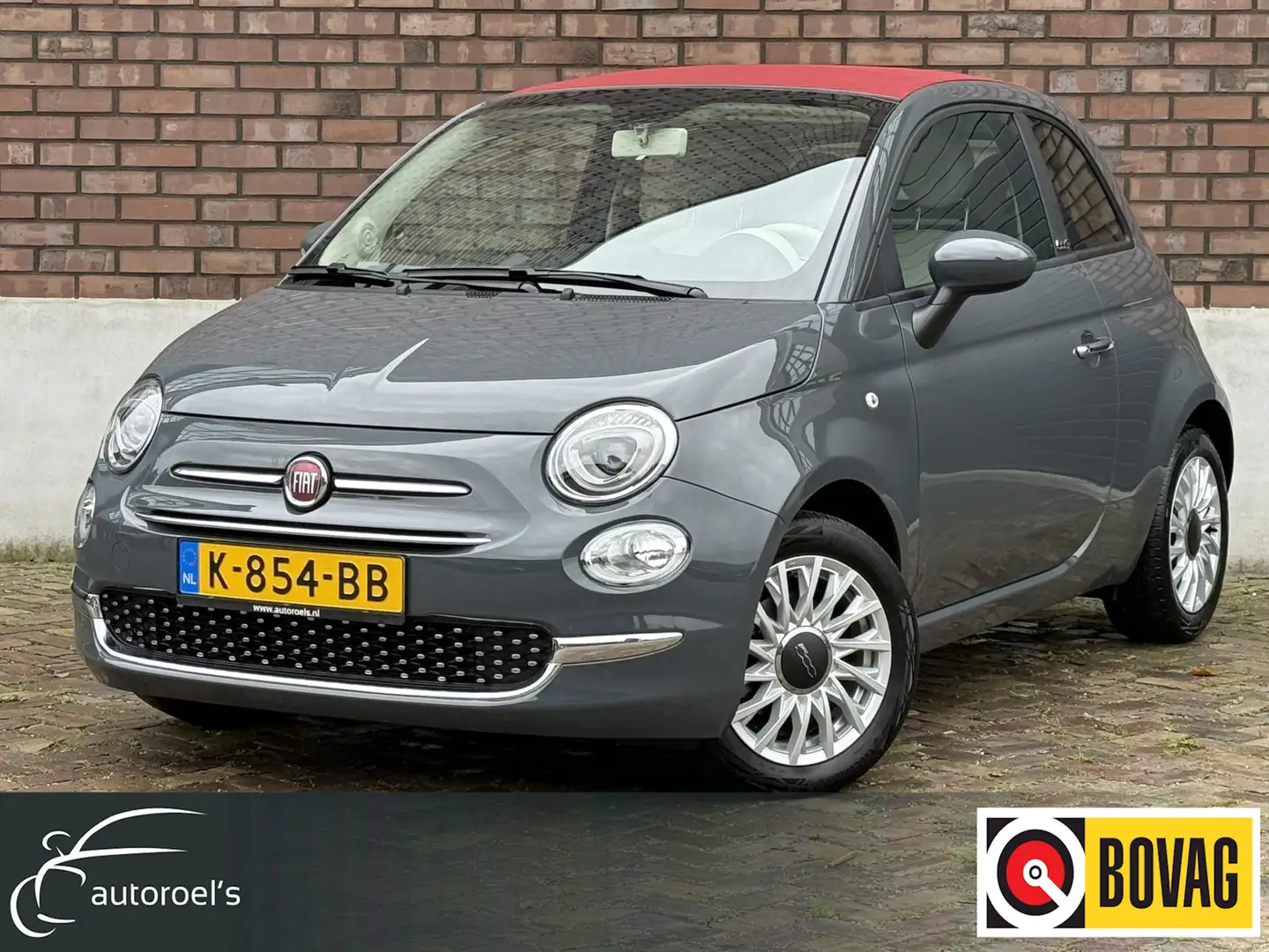 Fiat 500C 1.0 Hybrid Lounge / Cabrio Elektrisch Dak / Cruise Grijs - 1