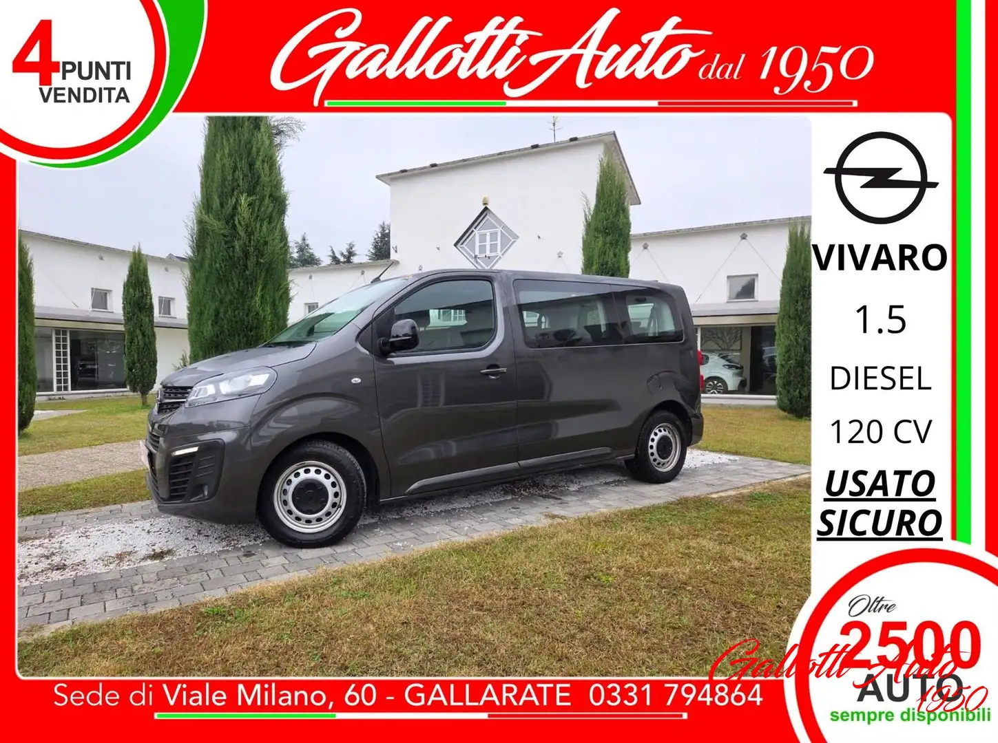 Opel Vivaro 1.5 Diesel 120CV S&S PL-TN 9 POSTI + IVA Gris - 1
