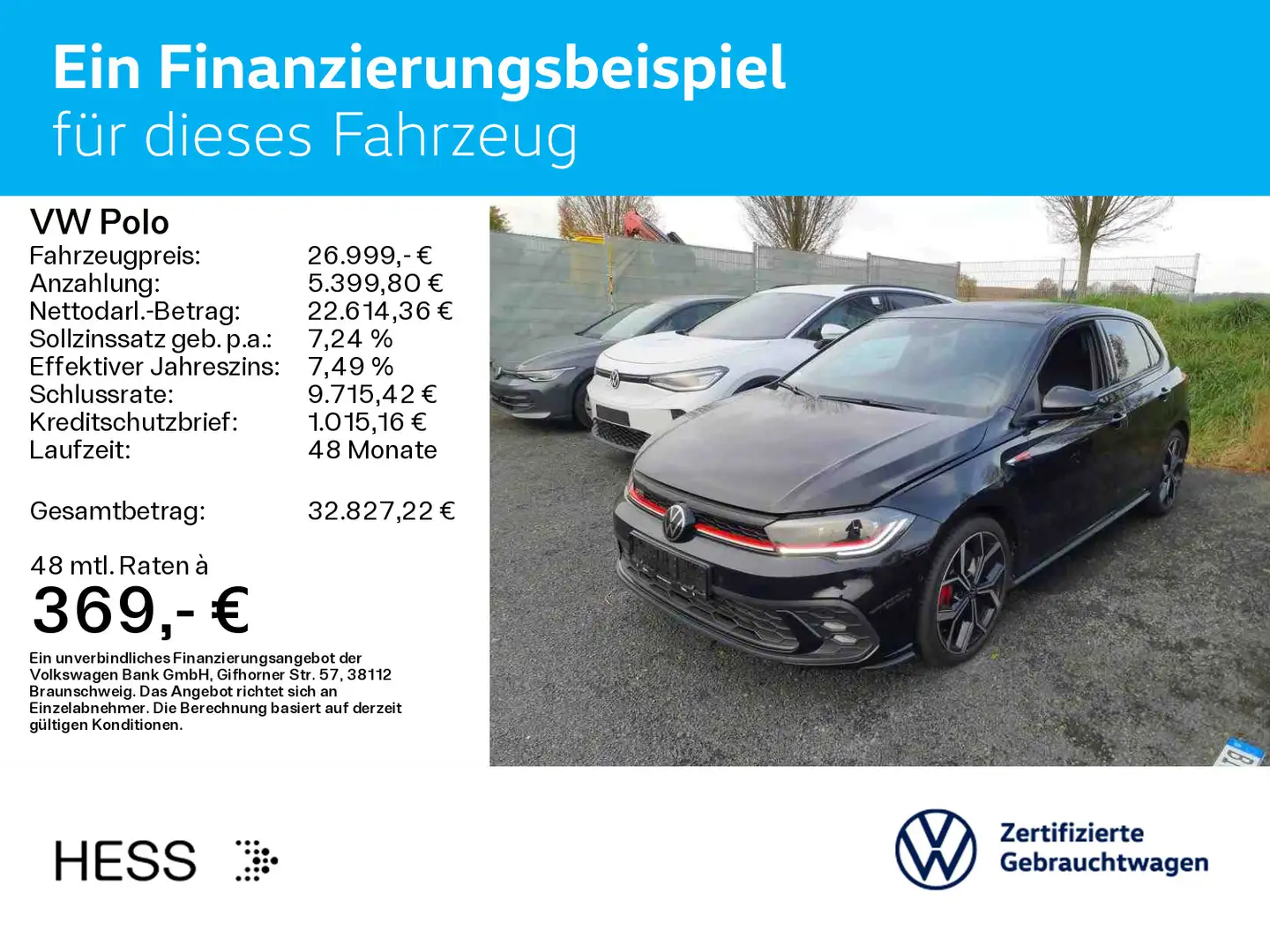 Volkswagen Polo 2.0 TSI DSG GTI*IQ.LIGHT*KAMERA*PANO*PDC*SH Schwarz - 2