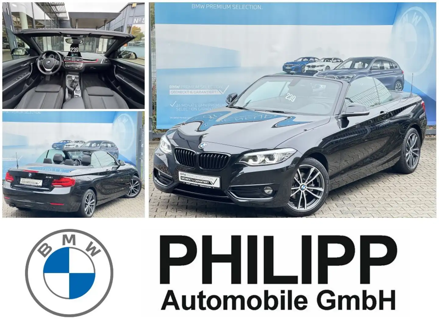 BMW 218 i Cabrio Sport Line Navi AdLED RFK 4 Zylinder Schwarz - 1