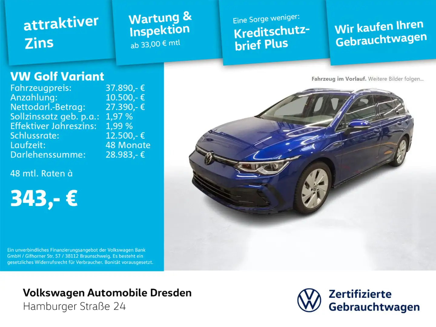 Volkswagen Golf Variant Golf VIII Variant R-Line 2.0 TDI DSG PANO STHZG Blau - 1