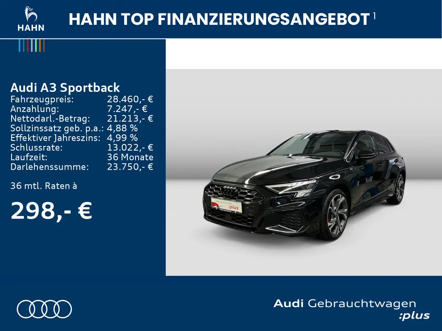 Audi A3 45 TFSIe S line Virtual Sitzh Carpl Schwarz - 2