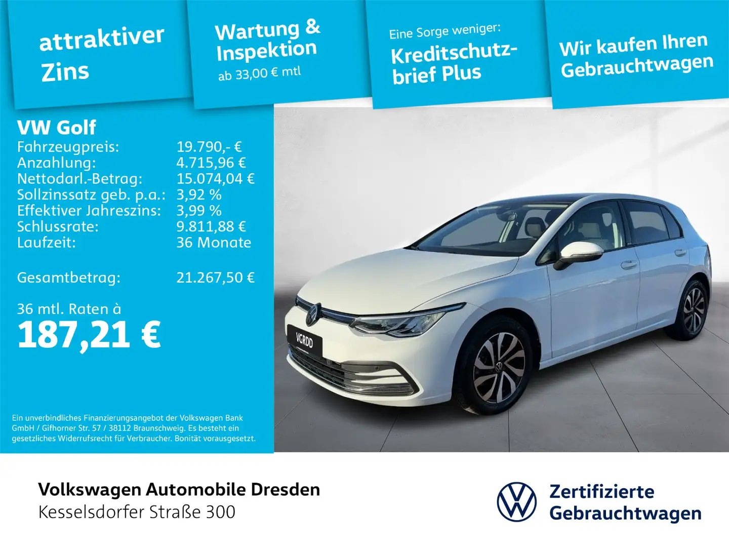 Volkswagen Golf VIII 1.5 TSI Active DAB PDC LED Navi Weiß - 1