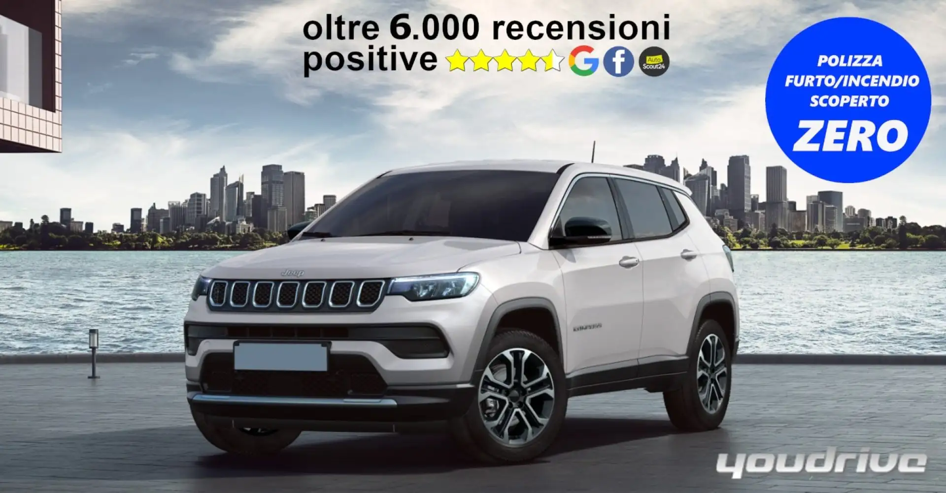 Jeep Compass 1.3 Turbo T4 190 CV PHEV AT6 4xe Altitude Bianco - 1
