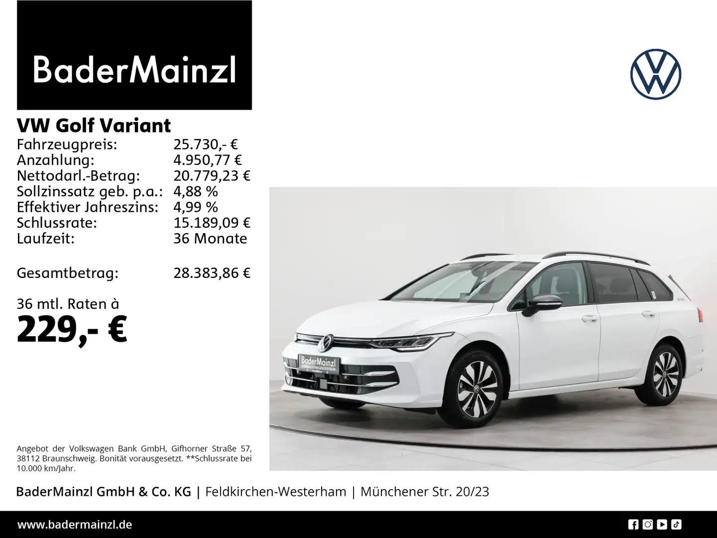 Volkswagen Golf Variant 1.5 TSI Goal Kamera Carplay ACC SHZ Weiß - 1