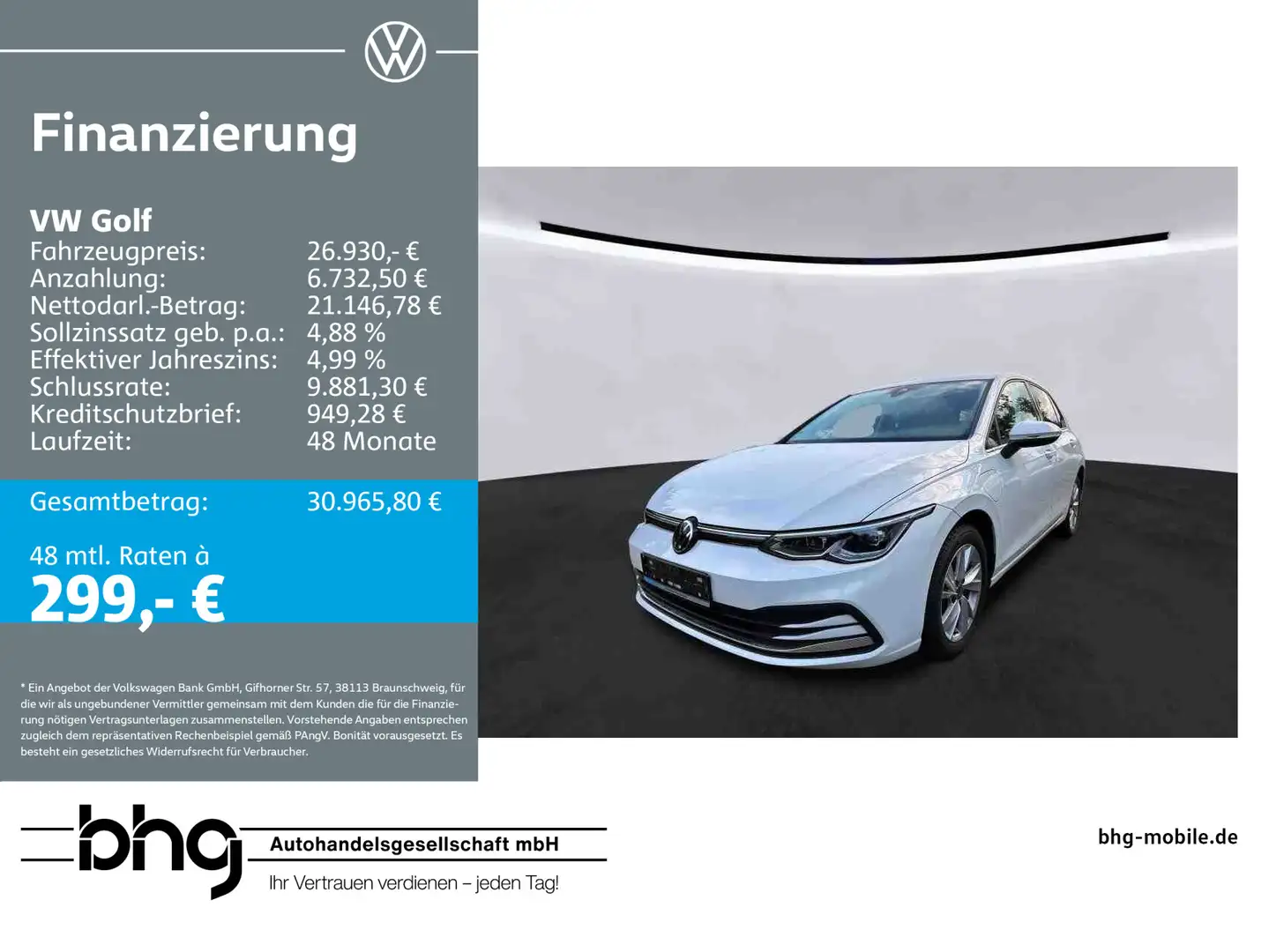 Volkswagen Golf 1.4 eHybrid OPF DSG Style Weiß - 1