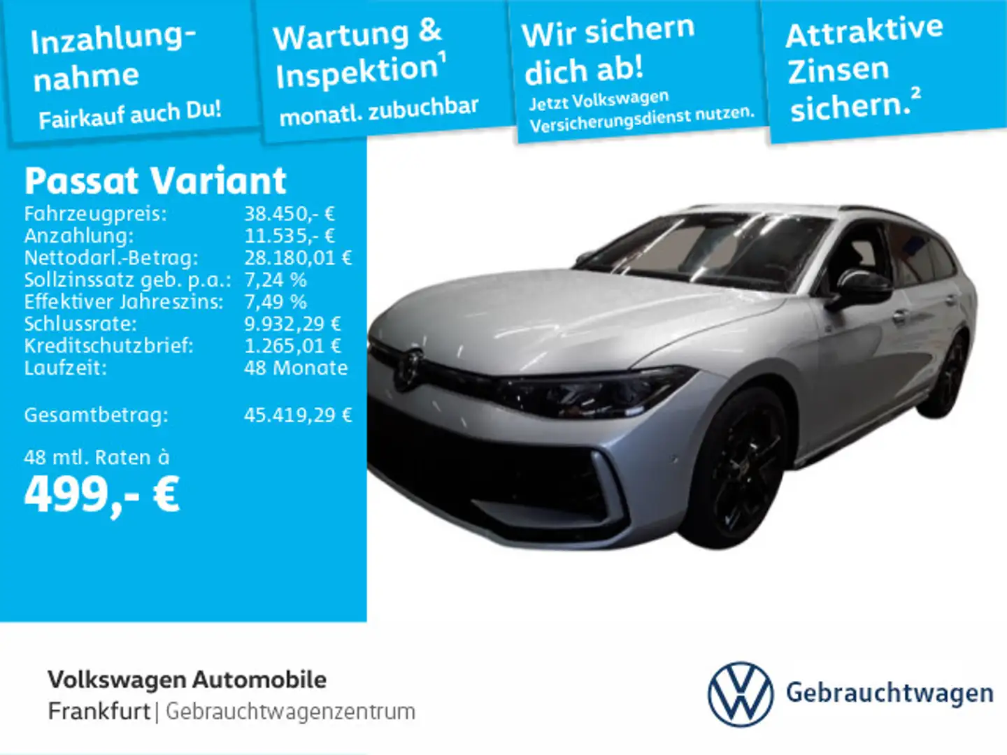 Volkswagen Passat Variant 2.0 TDI DSG R-Line Navi IQ.Light Silber - 1