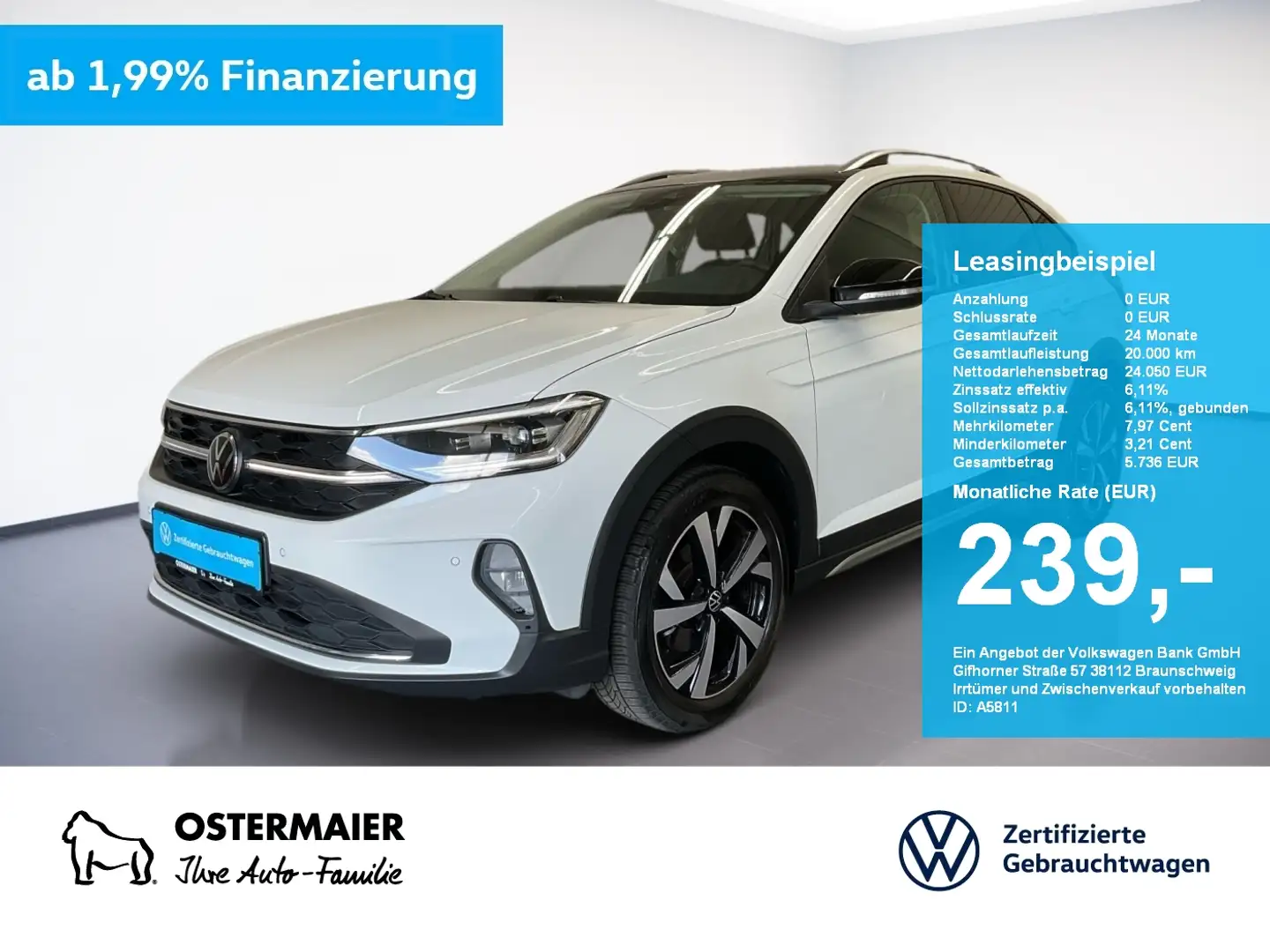 Volkswagen Taigo STYLE 1.0TSI 116PS DSG LED.ACC.APP-C.NAVI.SHZG Weiß - 1