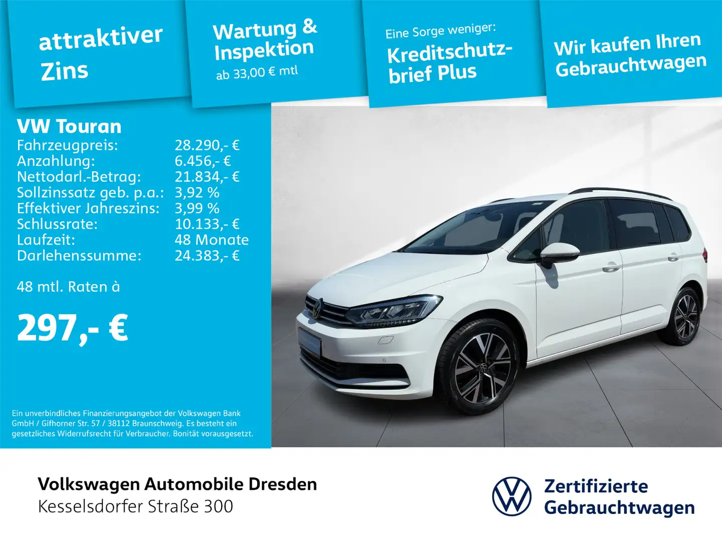 Volkswagen Touran Comfortline AHZV DAB LED Weiß - 1