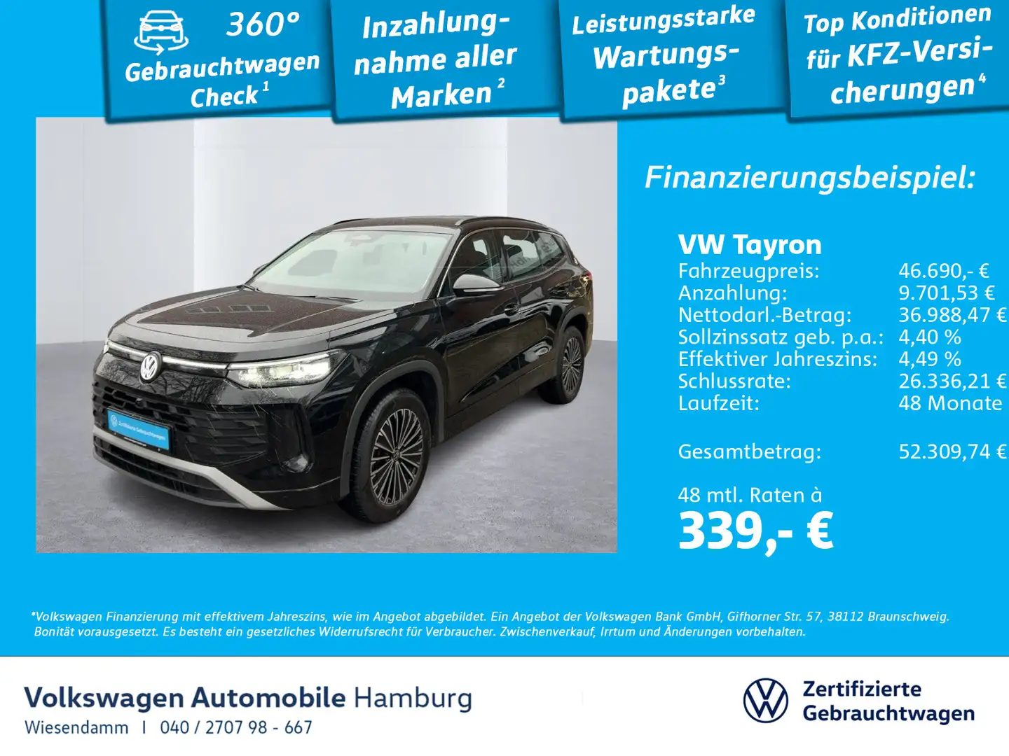 Volkswagen Tayron 2.0 TDI DSG 4M PDC Sitzhzg Navi 7Sitze Schwarz - 1