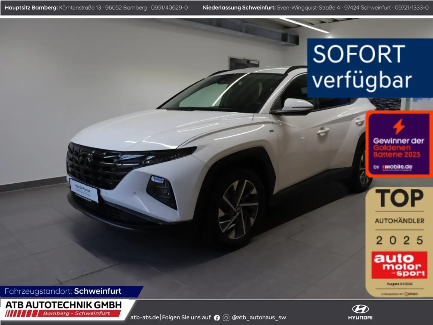 Hyundai TUCSON Trend 1.6 T-GDI 48V 2WD AHK-abnehmbar Navi El. Hec Bianco - 1