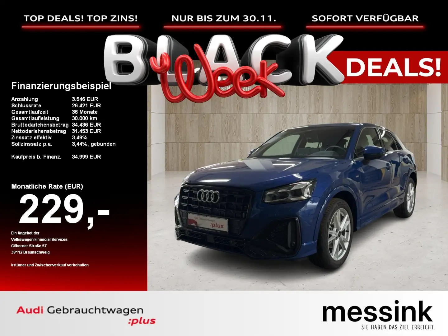 Audi Q2 2x S-line*Matrix LED*AHK*LEDER*ACC*Kamera Blauw - 1