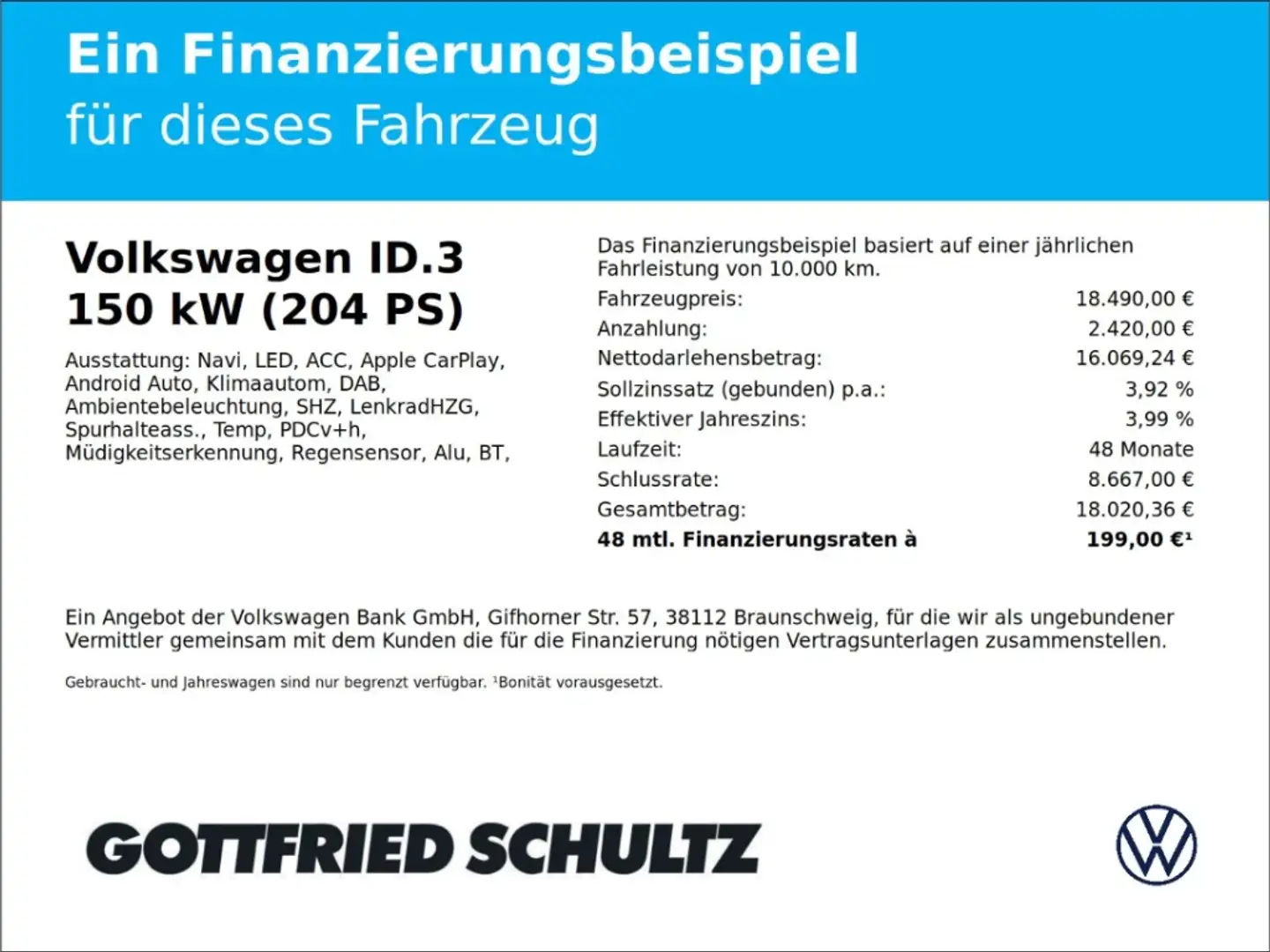 Volkswagen ID.3 Pro 150 kW LED NAVI SHZ PDC LM ZV Grigio - 2
