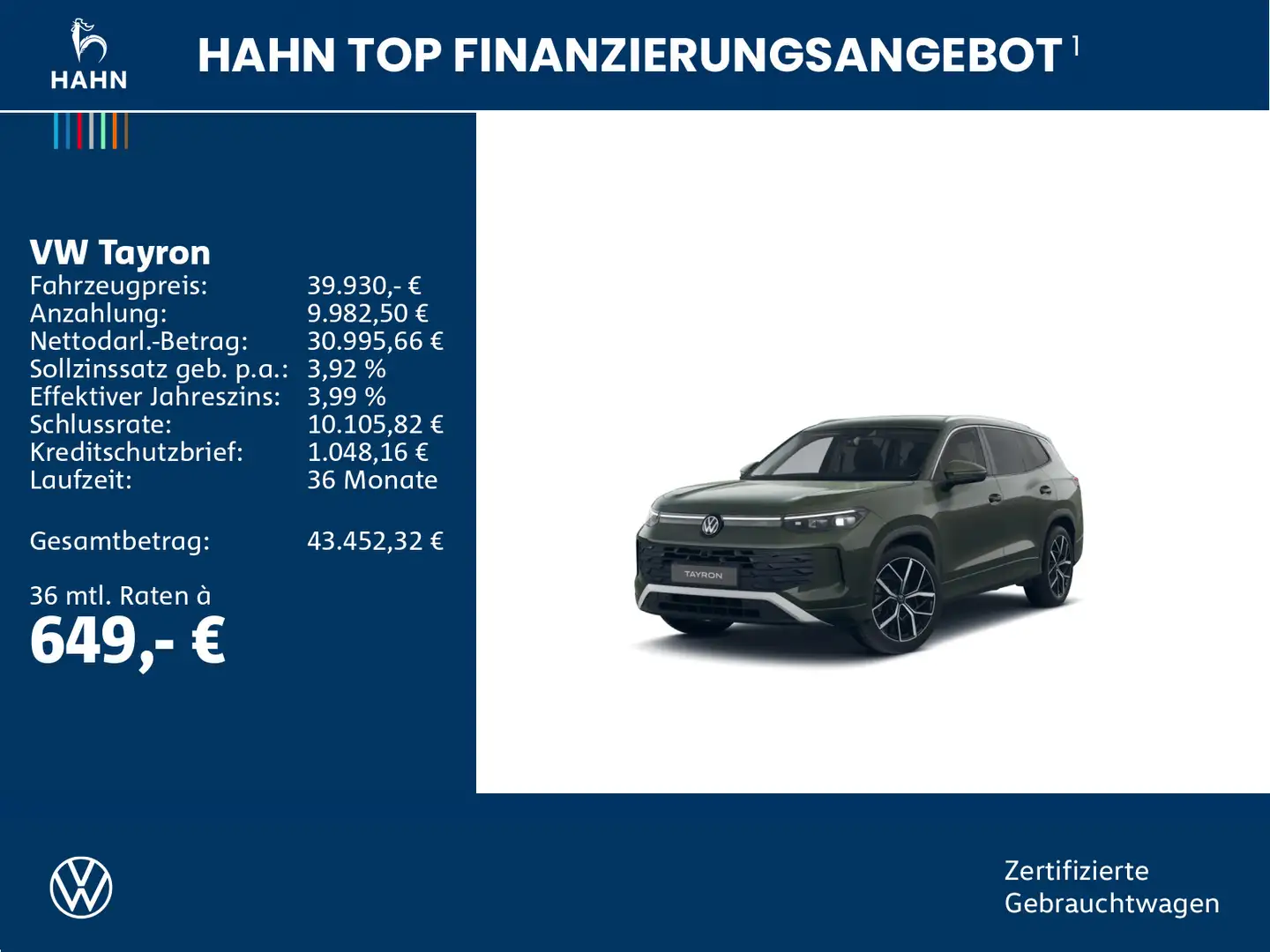 Volkswagen Tayron 1.5eTSI DSG Life LED Navi AHK 360° Sitzh Vert - 2