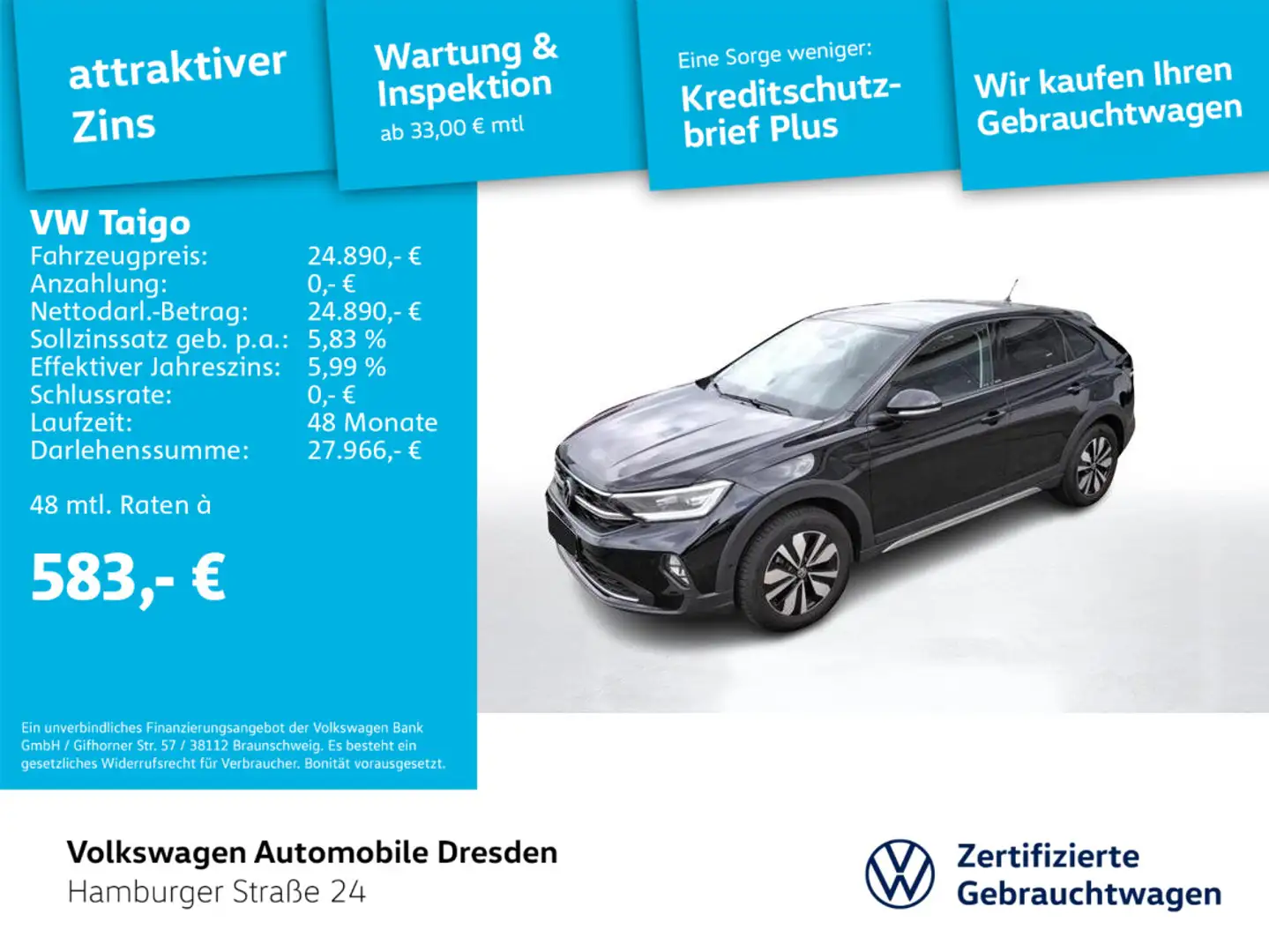 Volkswagen Taigo Life 1.0 TSI OPF 5-Gang Noir - 1