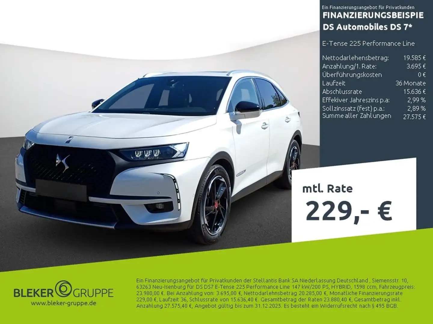 DS Automobiles DS 7 E-Tense 225 Performance Line Blanc - 1