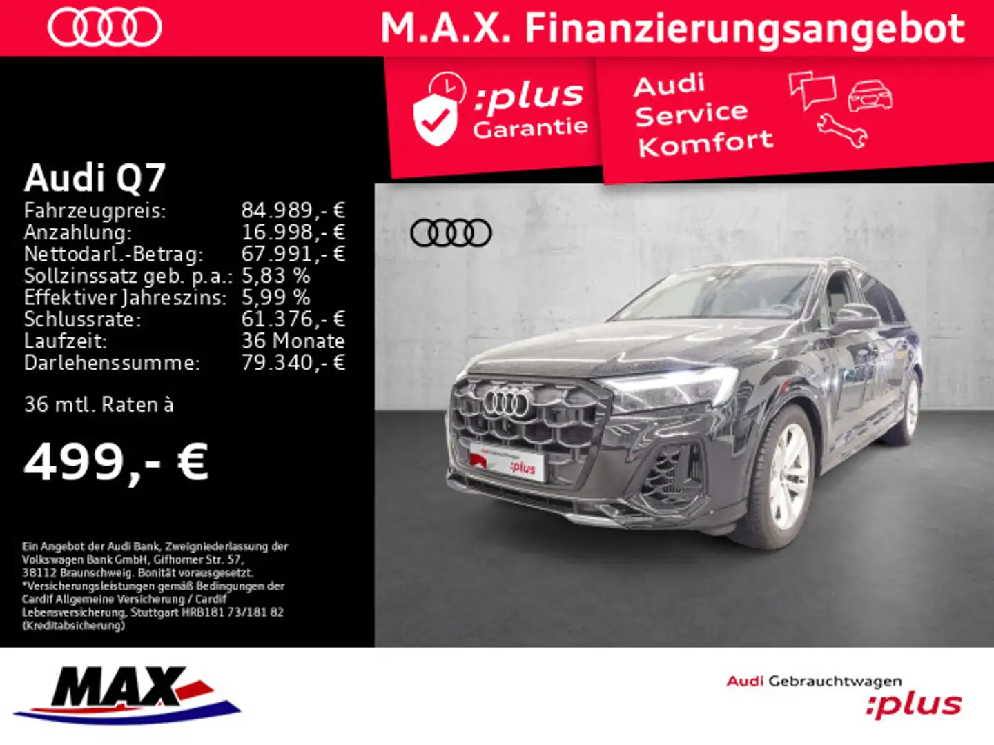 Audi Q7 55 TFSI e QUATTRO S-LINE LED+PANO+AHK+HUD+B&O Schwarz - 1