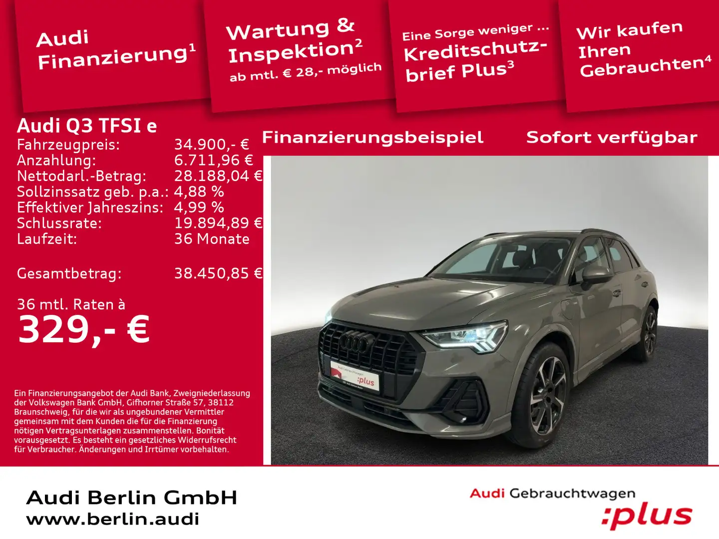 Audi Q3 S line 45 e S tr. AHK PDC NAVI VIRTUAL Grau - 1