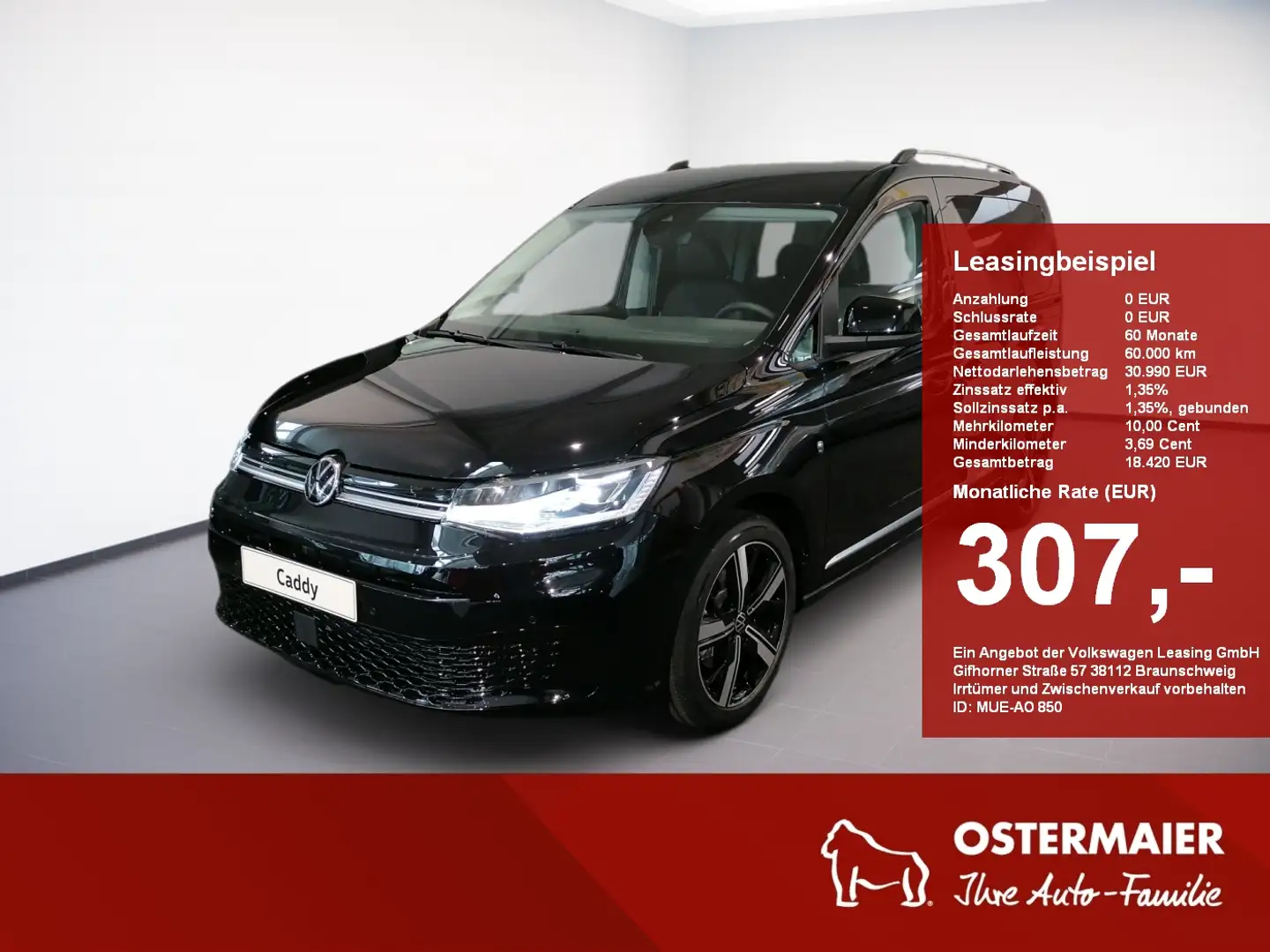 Volkswagen Caddy Style 5-Sitzer 1.5TSI 114PS DSG 5J-Garantie.ACC.NA Schwarz - 1