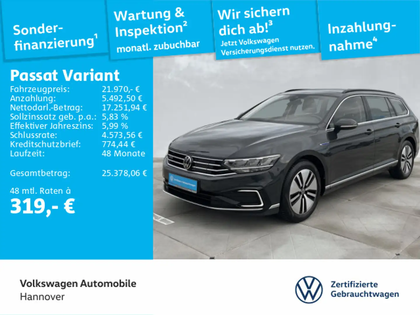 Volkswagen Passat Variant GTE 1.4 TSI DSG eHybrid Navi AHK Gris - 1
