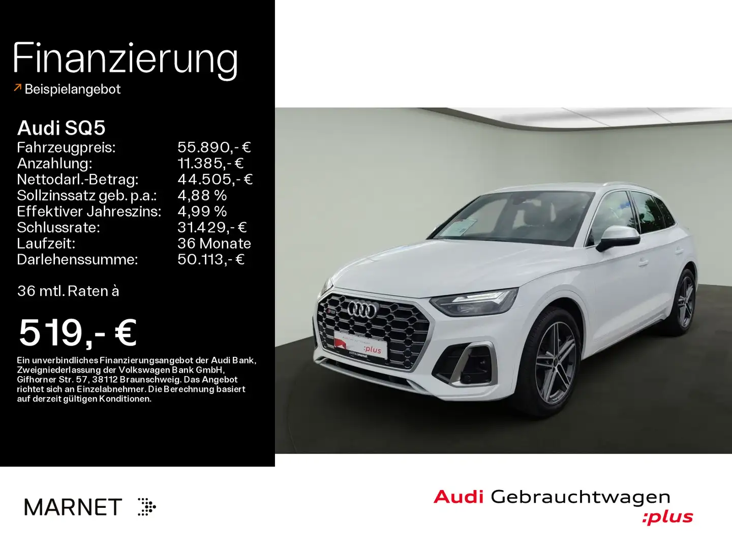 Audi SQ5 3.0 TDI quattro*Navi*LED*Alu*PDC*Virtual Coc Weiß - 1
