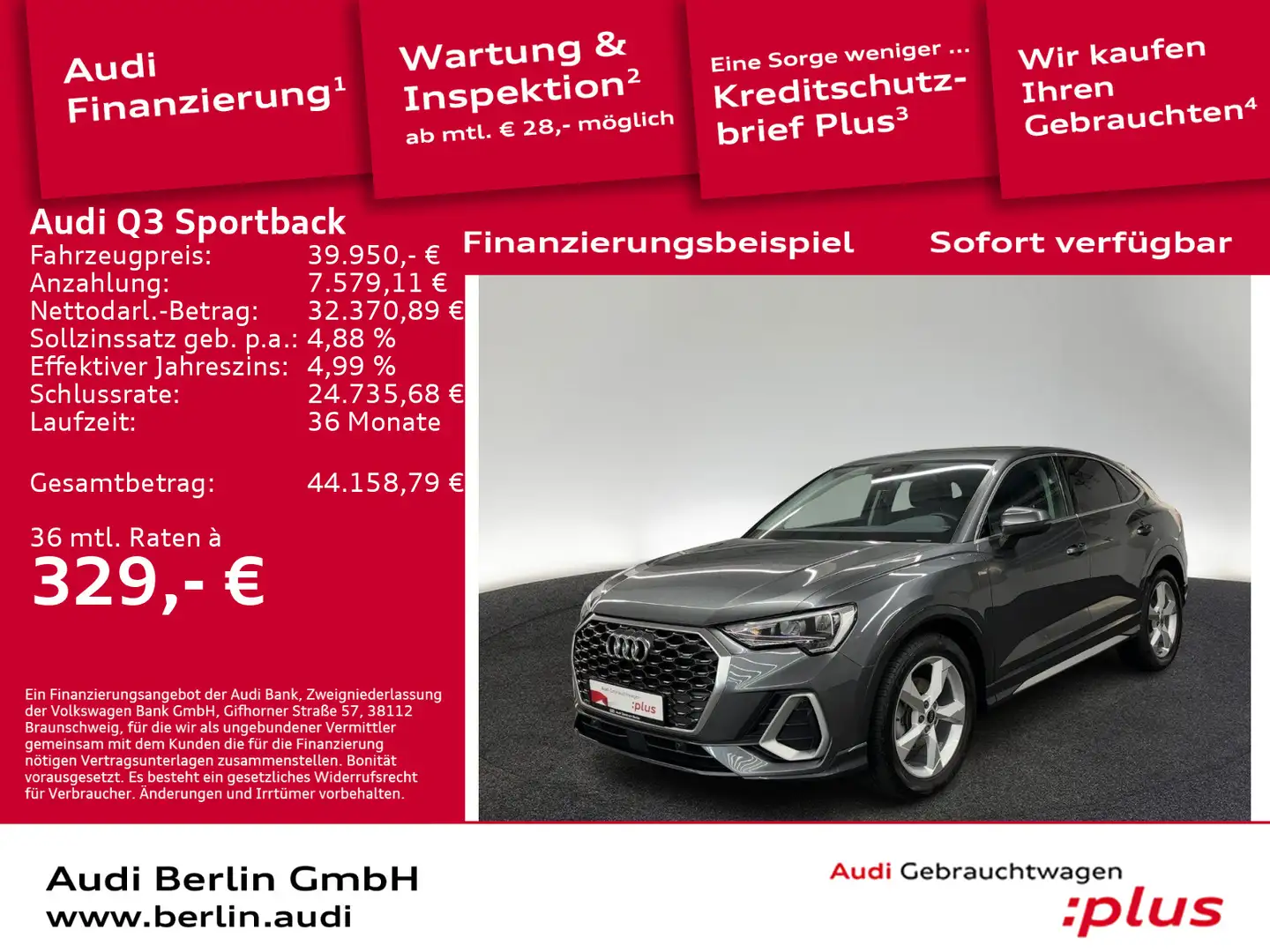 Audi Q3 S line 35 TDI S tr. LED RFK AHK NAV Grau - 1