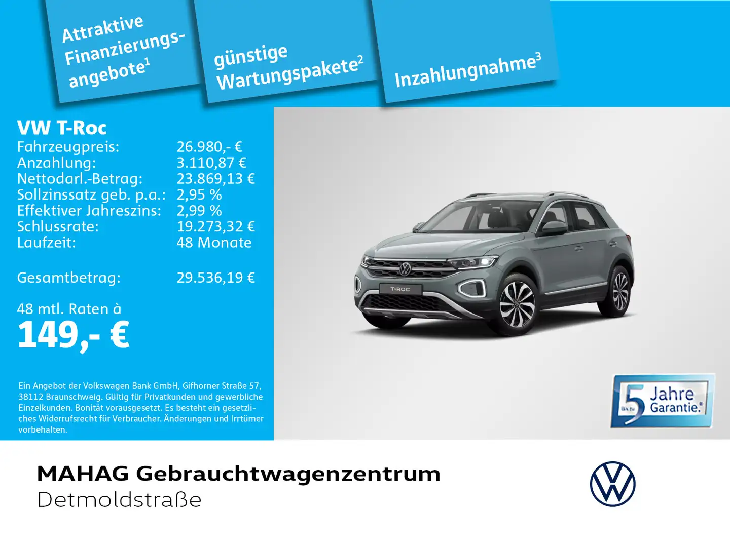 Volkswagen T-Roc T-ROC 1.5 TSI Style LED+ Navi ParkAssist Standhz Blau - 1